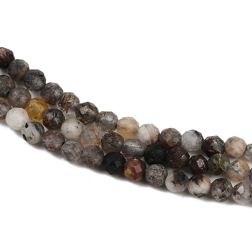 Sort Rutilkvarts Facetterede Perler – Natursten (3,2~3,4mm) - Uniq Perler - 