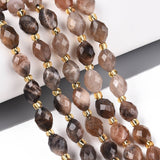 Svarte Solstein Perler – Fasettert Oval (8–9mm) - Uniq Perler - 117288