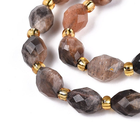 Sort Solsten Perler – Facetteret Oval (8–9mm) - Uniq Perler - 117288