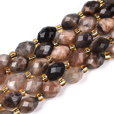 Sort Solsten Perler – Facetteret Oval (8–9mm) - Uniq Perler - 117288