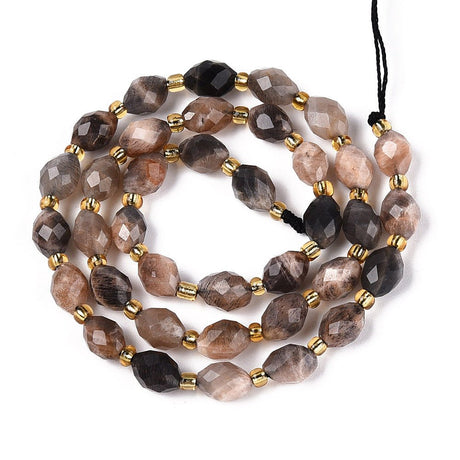 Sort Solsten Perler – Facetteret Oval (8–9mm) - Uniq Perler - 117288