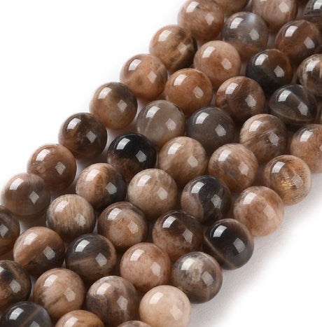 Sort Solsten Perler – Runde, Natursten (10mm) - Uniq Perler - 117293