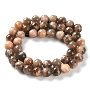 Schwarze Sonnensteinperlen – Runde Natursteine (8–9 mm) - Uniq Perler - 115668