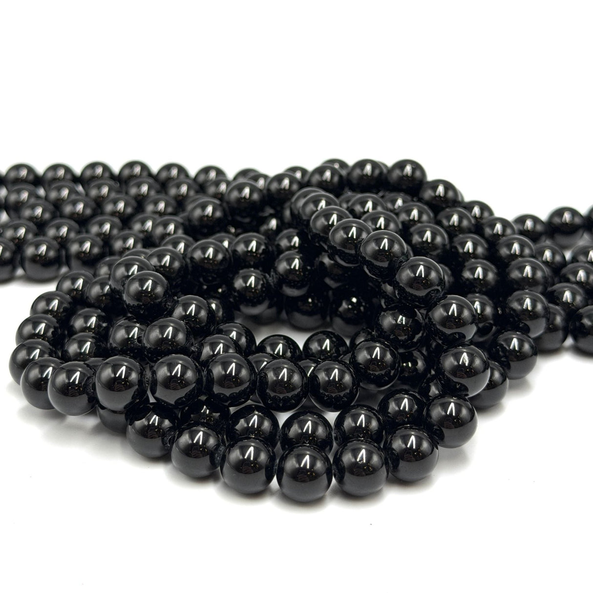 Sort Turmalin Perler – Runde (10mm) - Uniq Perler - 125557