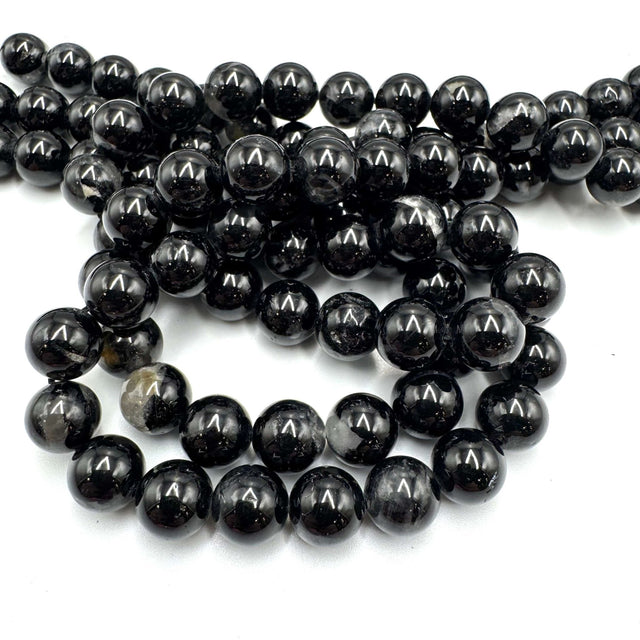 Sort Turmalin Perler – Runde (10mm) - Uniq Perler - 125557