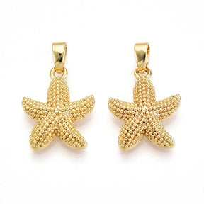 Starfish Pendant, 18K Gold-plated, 16.5x14mm - Uniq Perler - 391845