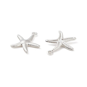 Starfish Pendant, Silver-plated Steel, 17x15x2mm, 8 Pieces - Uniq Perler - 84859393