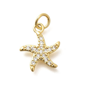 Sjöstjärna Hänge Med Zirkonia Sten, 18K Långvarig Förgylld, 14,5x12mm - Uniq Perler - 114207