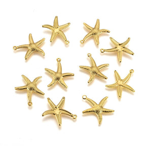 Seestern Anhänger – Messing Golden (20,5x23mm) 6 Stk. - Uniq Perler - 117077