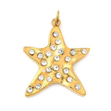Søstjerne Vedhæng – Rhinsten 18K Forgyldt Vandfast Stål (20mm) - Uniq Perler - 117781