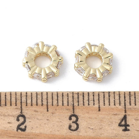 Spacer Perle Flad Rund – Zirkonia 18K Forgyldt Langtidsholdbar (7.5mm) - Uniq Perler - 117698