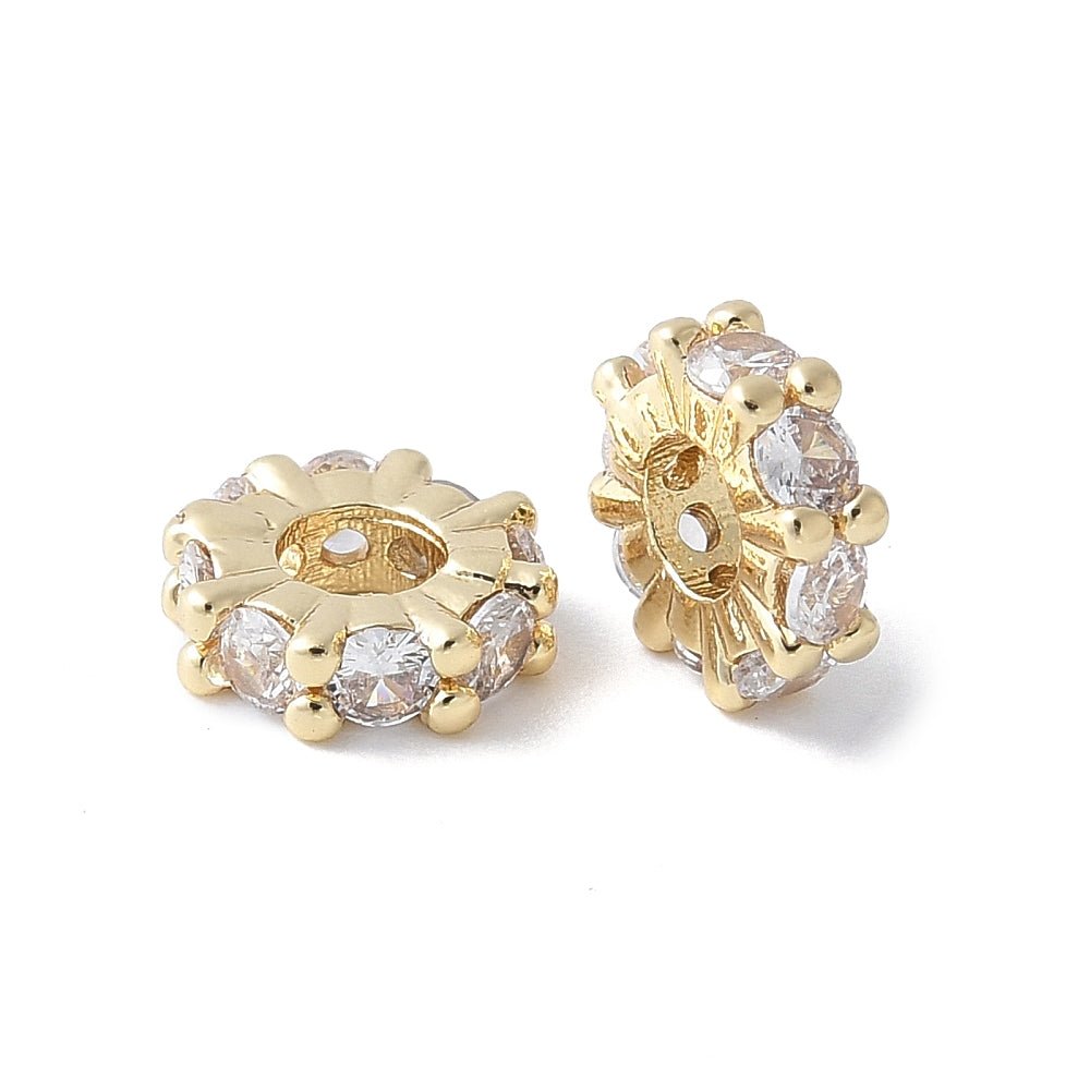 Spacer Perle Flad Rund – Zirkonia 18K Forgyldt Langtidsholdbar (7.5mm) - Uniq Perler - 117698