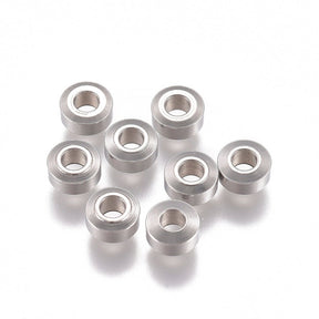 Spacer Perler Flad Rund – Stål Vandfast (4mm, 10 stk) - Uniq Perler - 117826