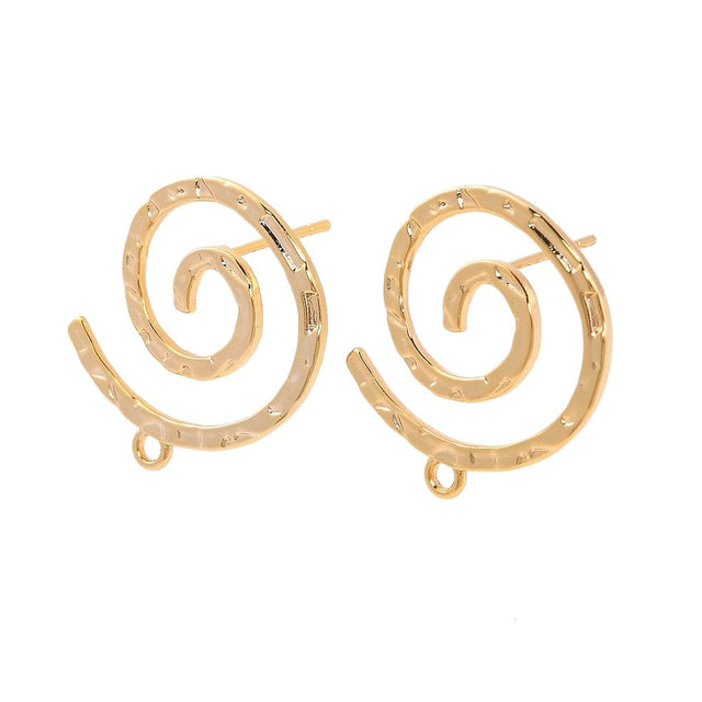 Spiral Ørestikkere - 18K Forgyldt (22x23,5mm) - Uniq Perler - 116144