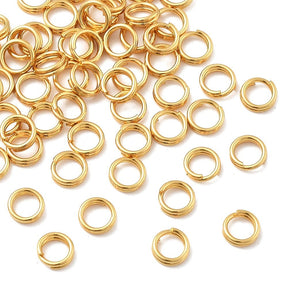 Splitringar i Vattentålig Stål – 18K Förgylld (5 mm 10 st) - Uniq Perler - 116026