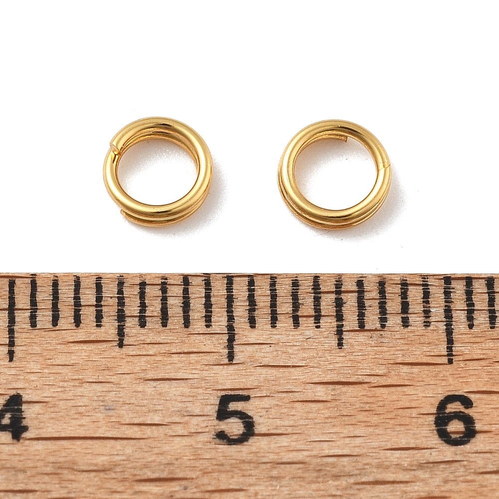 Splitringe i Vandfast Stål – 18K Forgyldt (5 mm 10 stk) - Uniq Perler - 116026