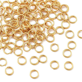 Split rings in Water-resistant Steel – 18K Gold-plated (6mm 10 pcs) - Uniq Perler - 116028