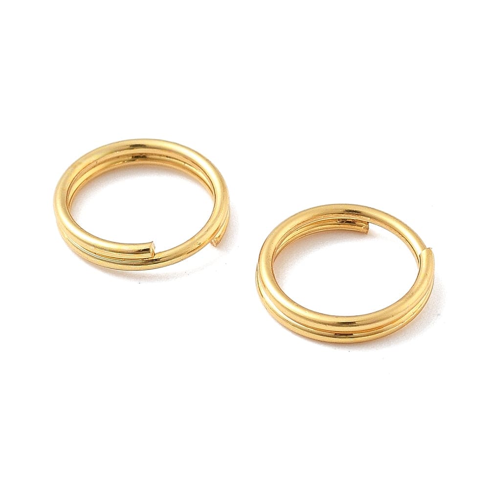 Splitringe i Vandfast Stål – 18K Forgyldt (8mm 10 stk) - Uniq Perler - 116027