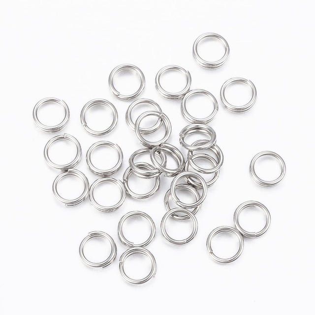 Splitringe i Vandfast Stål – Platin (5x1mm) 10 stk - Uniq Perler - 