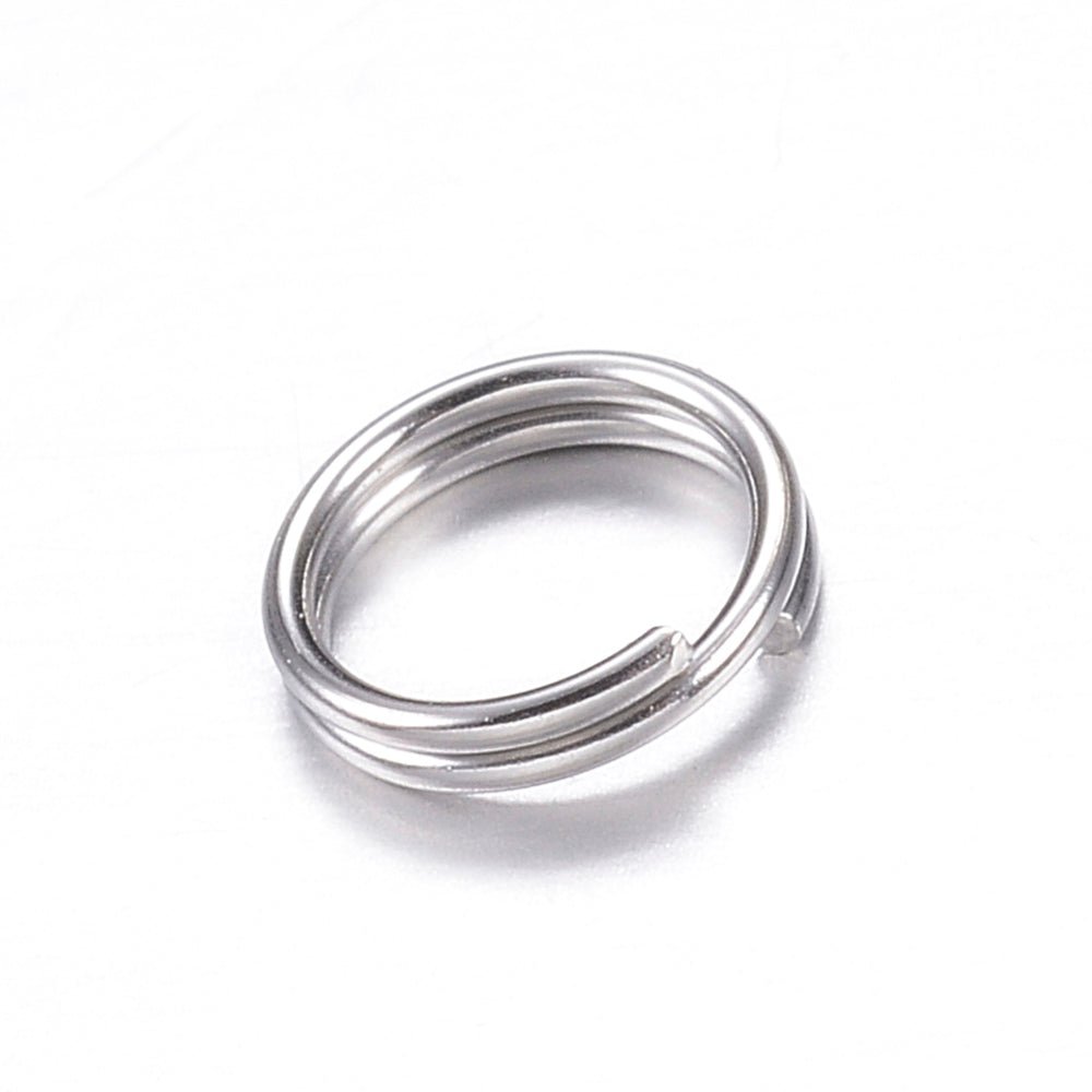 Splitringe i Vandfast Stål – Platin (6x1mm) 10 stk - Uniq Perler - 