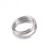 Splitringe i Vandfast Stål – Platin (6x1mm) 10 stk - Uniq Perler - 