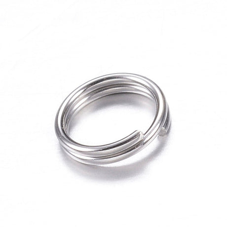 Splitringe i Vandfast Stål – Platin (6x1mm) 10 stk - Uniq Perler - 