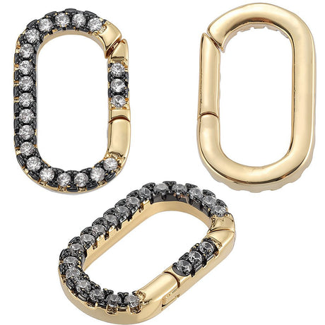 Spring Gate Låse Med Zirkonia – 18K Langtidsholdbar Forgyldt Messing (16,5x10,5x2,5mm) 4 stk - Uniq Perler - 124264