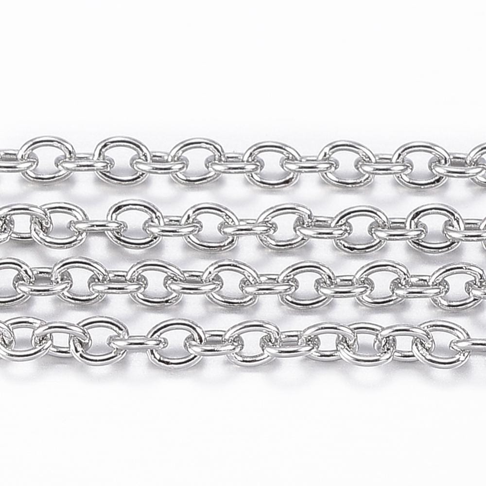 Stål Kæde, 2x1,5x0,4mm - Uniq Perler - 149817