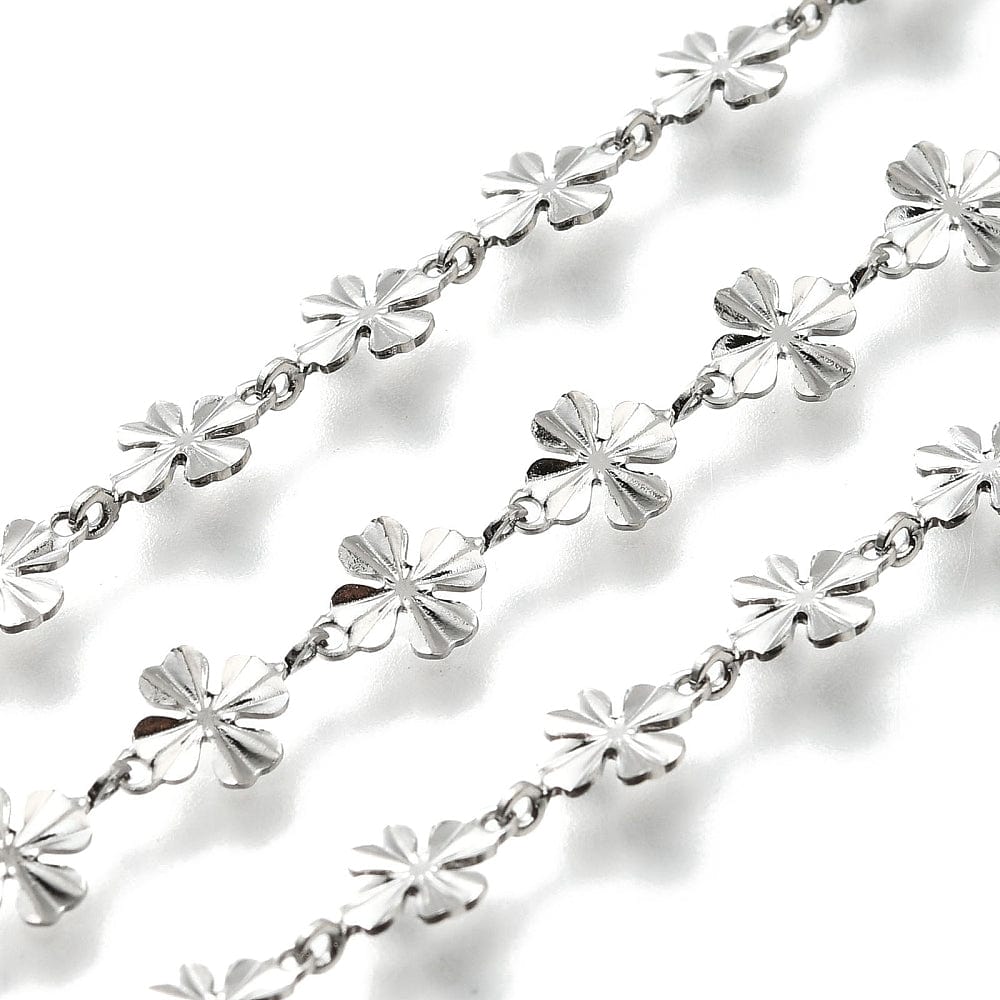 Stål Kæde Med Blomster, 9x6x0,5mm, 1m - Uniq Perler - 456858