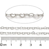 Stål Kæde Med Små Hjerte Links, 3,5x2,5x0,2mm, 1m - Uniq Perler - 284853