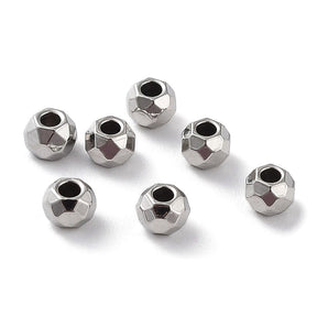 Steel Beads, Faceted, 3x2.5mm, 10 pcs. - Uniq Perler - 112324