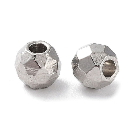 Stål Perler, Facetteret, 4x3,5mm, 6 stk. - Uniq Perler - 112325