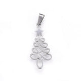 Stål Vedhæng – Juletræ med Stjerne, Vandfast (33x16mm) - Uniq Perler - 