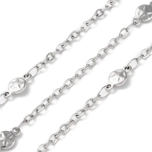 Star Link Kæde, Vandfast Stål, (2,8x2x0,5mm) - Uniq Perler - 114899