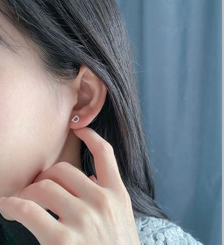 Sterling Sølv 925 Bogstav Ørestikkere - Uniq Perler - 1111490074