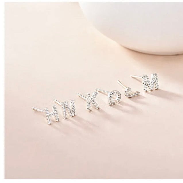 Sterling Sølv 925 Bogstav Ørestikkere - Uniq Perler - 1111490074