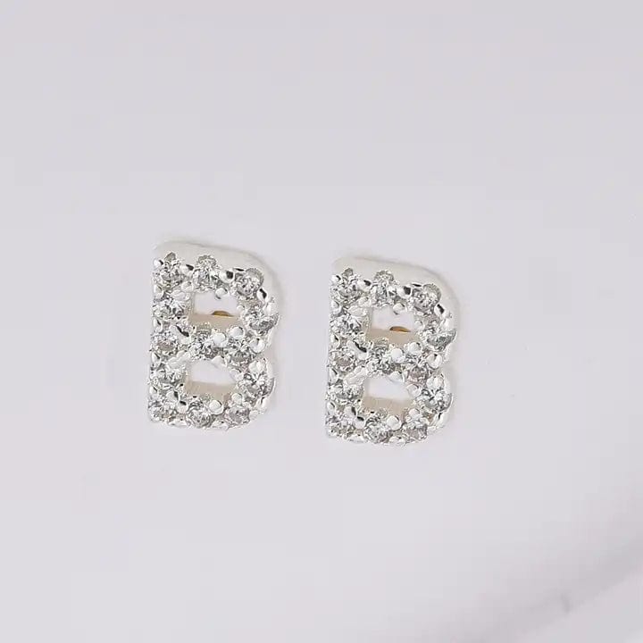 Sterling Sølv 925 Bogstav Ørestikkere - Uniq Perler - 1111490075