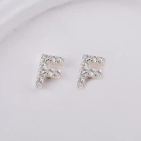 Sterling Sølv 925 Bogstav Ørestikkere - Uniq Perler - 1111490079