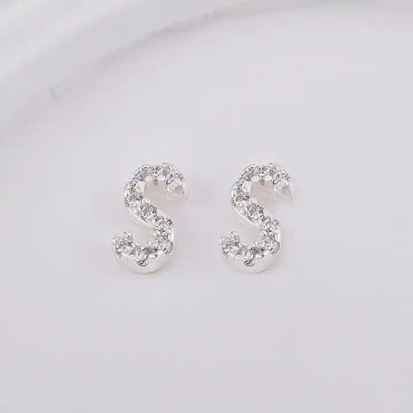 Sterling Sølv 925 Bogstav Ørestikkere - Uniq Perler - 1111490092