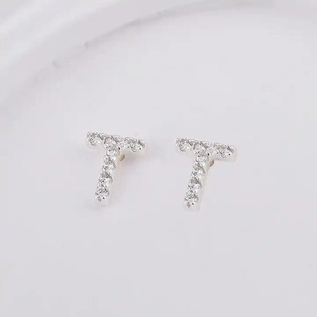 Sterling Sølv 925 Bogstav Ørestikkere - Uniq Perler - 1111490093