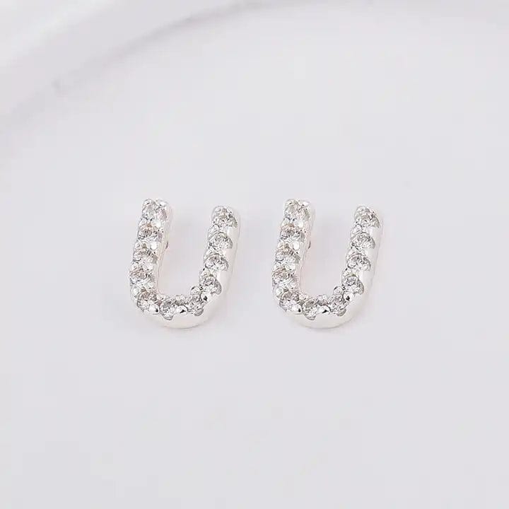 Sterling Sølv 925 Bogstav Ørestikkere - Uniq Perler - 1111490094