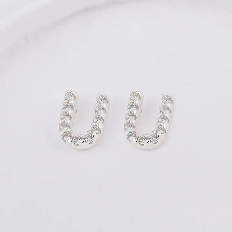 Sterling Sølv 925 Bogstav Ørestikkere - Uniq Perler - 1111490094