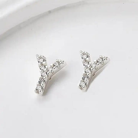 Sterling Sølv 925 Bogstav Ørestikkere - Uniq Perler - 1111490098