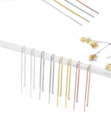 Sterling Sølv 925 Box Ørekæde – Forgyldt (90mm) - Uniq Perler - 0001489373