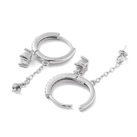 Sterling Sølv 925 Creoler Med Klare Zirkonia Sten – Til Topboret Perle (13mm) - Uniq Perler - 113243