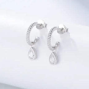 Sterling Silber 925 Creolen Mit klaren Zirkonsteinen - Uniq Perler - 1111490056