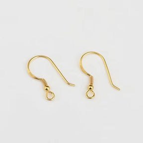 Sterling Silver 925 French Ear Hooks, Gold-plated, 14.5x14.8mm - Uniq Perler - 11413