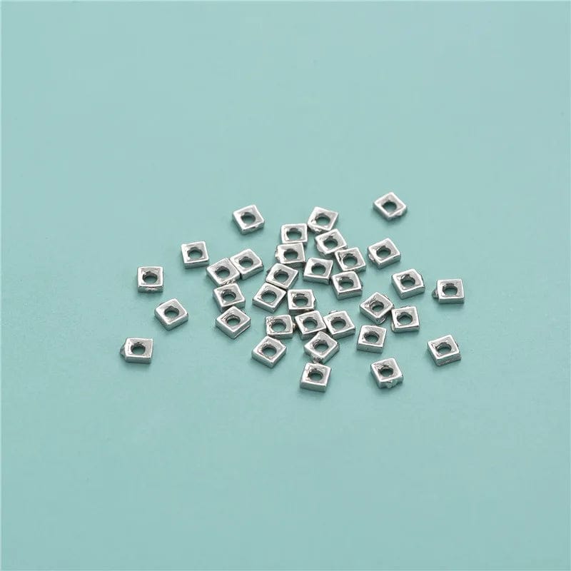 Sterling Sølv 925 Kantet Perler, Flade, 2,5mm, 10 Stk. - Uniq Perler - 245778