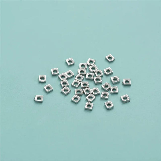 Sterling Sølv 925 Kantet Perler, Flade, 2,5mm, 10 Stk. - Uniq Perler - 245778