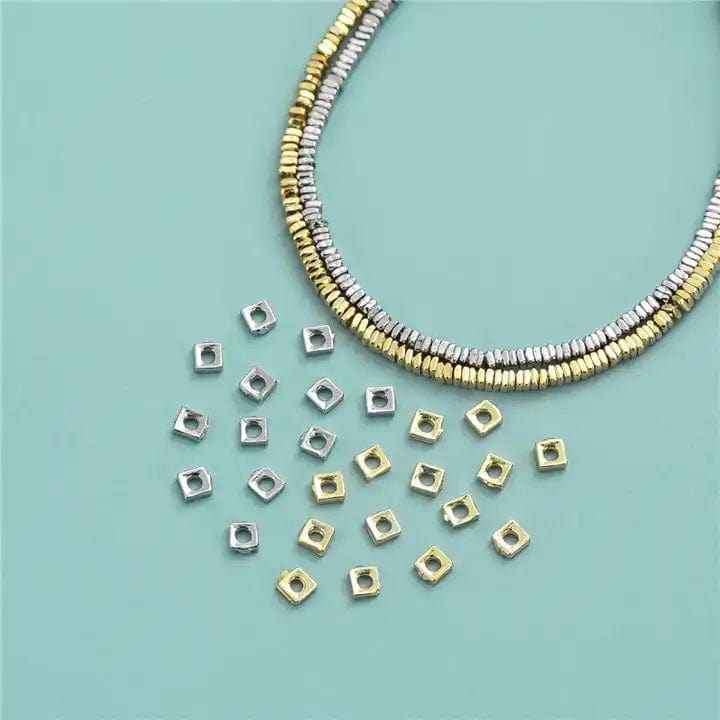 Sterling Sølv 925 Kantet Perler, Flade, 2,5mm, 10 Stk. - Uniq Perler - 245778